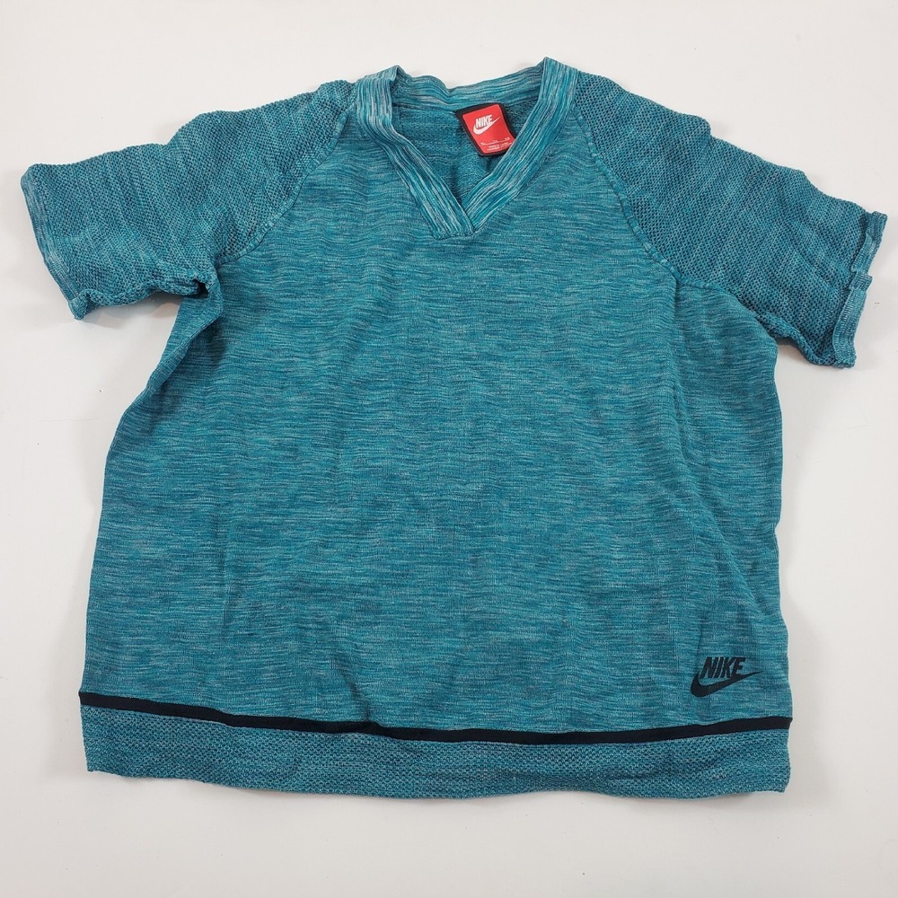 Nike women shirt top Tech Knit Cropped XL Teal Blue Green